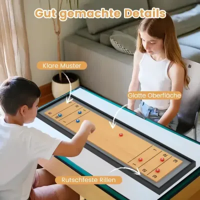 114 CM masă shuffleboard & Curling 2-in-1 bord joc cu 8 discuri de lemn portabil multicolor