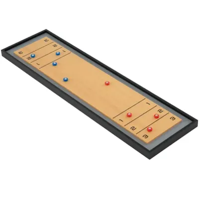 114 CM masă shuffleboard & Curling 2-in-1 bord joc cu 8 discuri de lemn portabil multicolor