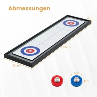 114 CM masă shuffleboard & Curling 2-in-1 bord joc cu 8 discuri de lemn portabil multicolor