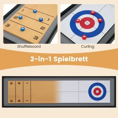 114 CM masă shuffleboard & Curling 2-in-1 bord joc cu 8 discuri de lemn portabil multicolor
