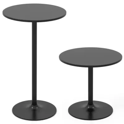 2 set Ø 60 cm Masa permanenta 2 in 1 bar masa si masa Inaltime masa bistro reglabila negru