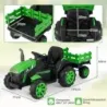 24V Tractor electric pentru copii cu remorcă vehicul electric cu faruri LED Muzică verde