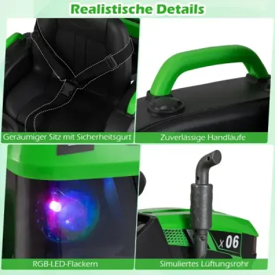 24V Tractor electric pentru copii cu remorcă vehicul electric cu faruri LED Muzică verde
