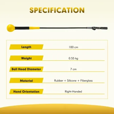 100cm ajutor de formare golf cu cap de greutate pentru maner de flexibilitate ritm echilibru galben