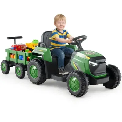 copil slider vehicul electric cu remorcă detașabilă & telecomanda slider verde închis