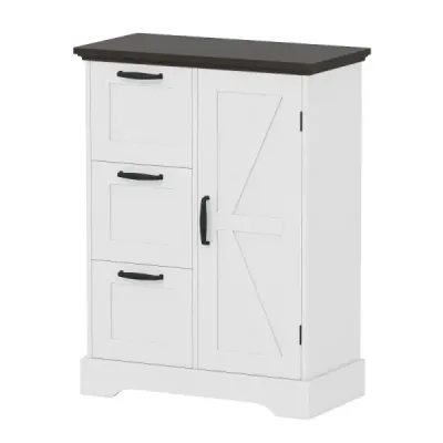 Cabinet de bucatarie Country style cu usi & 3 sertare Cabinet de depozitare dulap alb