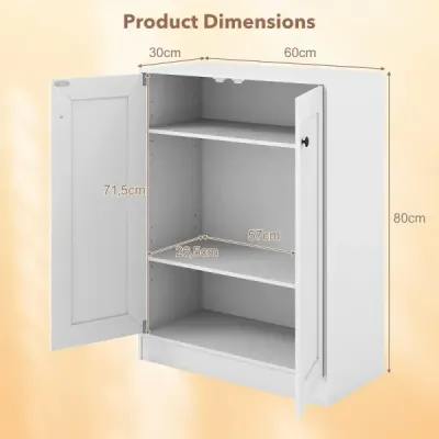 Sideboard din lemn cu usi & Rafturi reglabile Bufet Cabinet podea alb