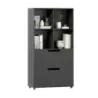 Librărie 4 cub cu 2 sertare 130 cm 5 pas liber raft negru