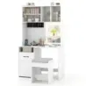 Tabel de machiaj cu iluminare LED &amp; scaune &amp; prize