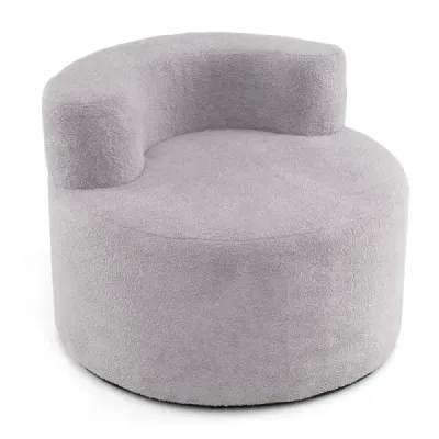 Single canapea în formă de lună cu teddyfleece moale umplere și bolțit sac de scaun spătar gri