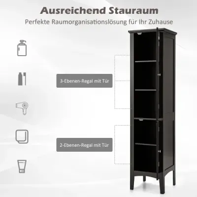 Cabinet baie cu 5 compartimente si 2 usi si rafturi de lamina si protectie Schmaler dulap mare Brown