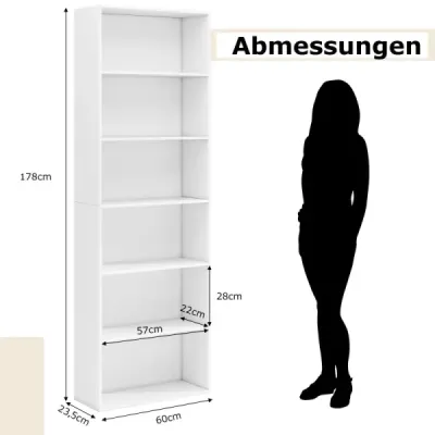 178 cm Lookcase cu 2 seturi de blocare înclinare raft liber în picioare Display raft alb