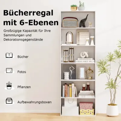 178 cm Lookcase cu 2 seturi de blocare înclinare raft liber în picioare Display raft alb