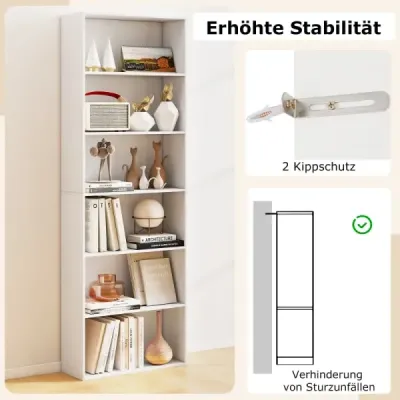 178 cm Lookcase cu 2 seturi de blocare înclinare raft liber în picioare Display raft alb