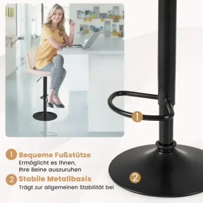 2 Set Rotary Bar Stool cu Înălţime reglabilă şi scaun căptuşit scaun Bar bucătărie Scaunul Bej