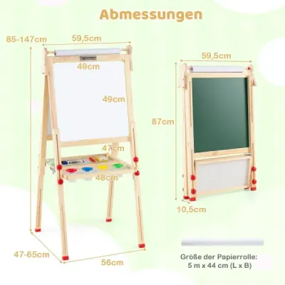3-in-1 pavaj magnetic pliabil cu dublu-lateral cu tabla de masa natura