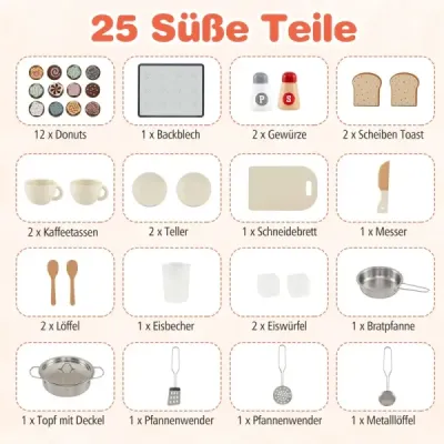 Copii Joacă Bucătărie cu Cooker & Light & Sound Bucătărie de lemn pentru 3 ani