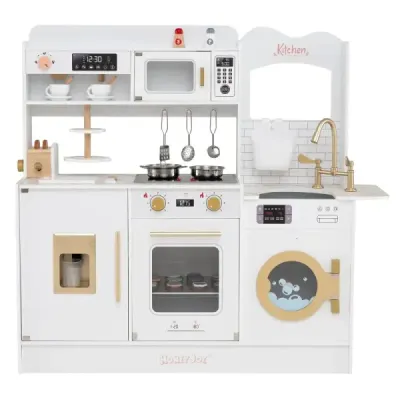 Copii Joacă Bucătărie cu Cooker & Light & Sound Bucătărie de lemn pentru 3 ani Alb