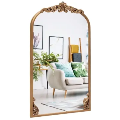Oglindă baroc de aur tradiţional epocă cu cadru metalic antic oglinda arc 76 cm x 51 cm