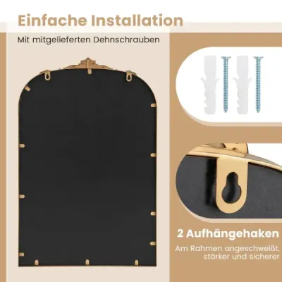Oglindă baroc de aur tradiţional epocă cu cadru metalic antic oglinda arc 76 cm x 51 cm