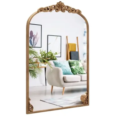 Oglindă baroc de aur tradiţional epocă cu cadru metalic antic oglinda arc 95 cm x 66 cm