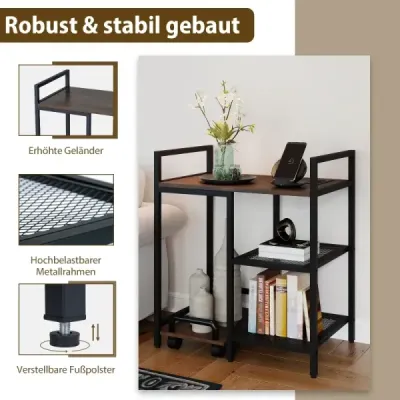 Stand de imprimanta in 3 etape cu masa de imprimanta mobila a statiei de incarcare cu compartimente de stocare Rustic Brown