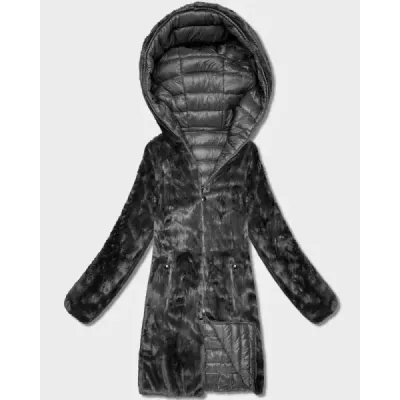 Sacou cu două fețe - Blană de damă Goodlookin grafit (P3-6001-27)