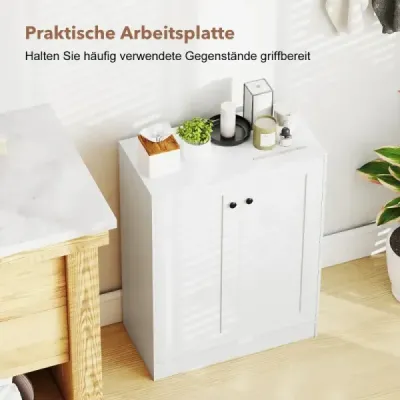 Sideboard din lemn cu usi & Rafturi reglabile Bufet Cabinet podea alb