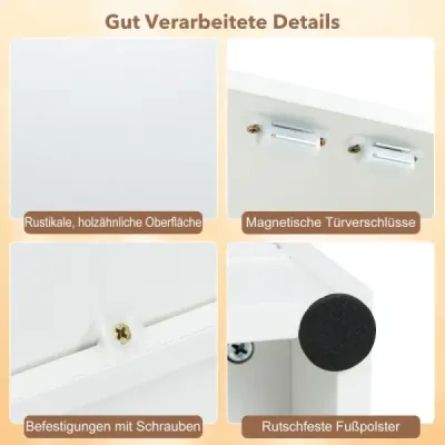 Sideboard din lemn cu usi & Rafturi reglabile Bufet Cabinet podea alb