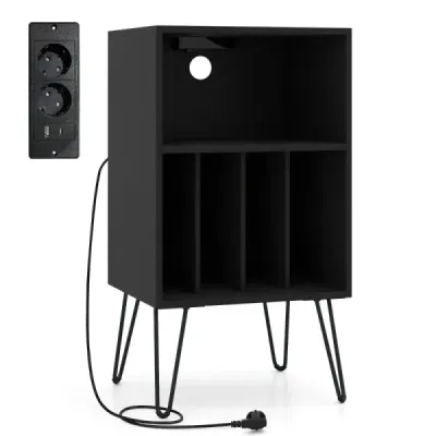 Stand player înregistrare cu stație de încărcare compartiment de stocare vinil & compartimente Negru