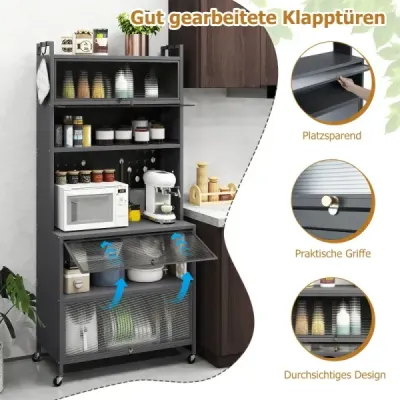 dulap bucatarie cu 6 nivele de dulap tip bufet cu usi pliante raft Zona de lucru cu microunde Gri