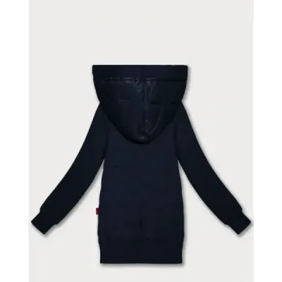Hanorac pentru femei cu materiale combinate Goodlookin Navy (AMG-175)