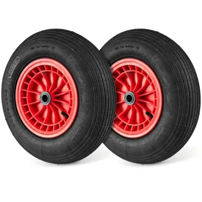 2 buc 4.80/4.00-8 Roți și roți 40 cm Roți din cauciuc cu rulmenți de 2 cm Negru