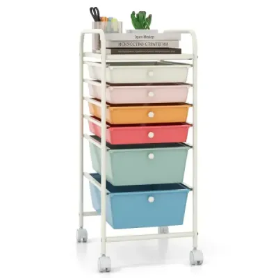 Masina de rulare cu 6 sertare stivuite & cadru metalic & zona raft colorat