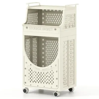 Carucior de rufe 3 etape sac de rufe pliabil cu role reglabile coş 6 cârlige