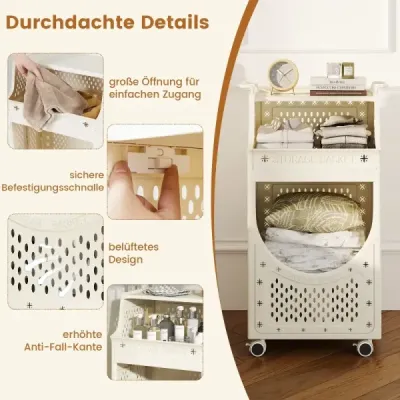 Carucior de rufe 3 etape sac de rufe pliabil cu role reglabile coş 6 cârlige