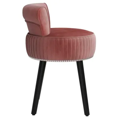 Scaun vanitate Velvet cu scaun vanitate backrest căptușit cu backrest scăzut roz