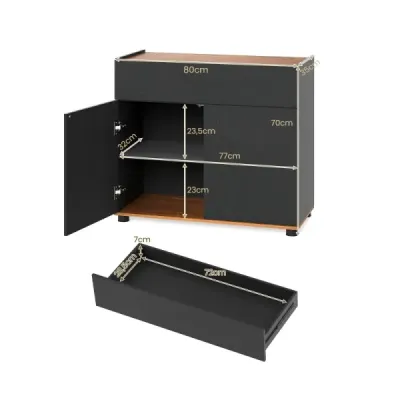 Sideboard bufet dulap cu camera de depozitare din lemn canapea masă stație de cafea cu 1 sertar și 2 uși negre