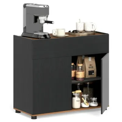 Sideboard bufet dulap cu camera de depozitare din lemn canapea masă stație de cafea cu 1 sertar și 2 uși negre