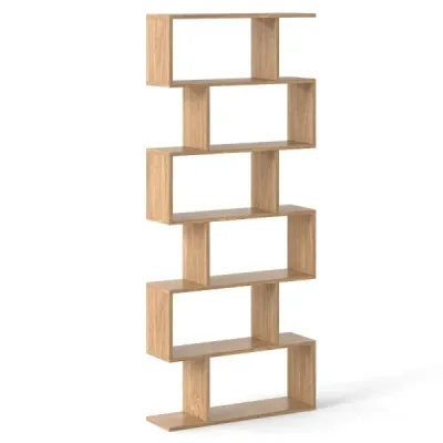 Bookcase cu 6 nivele S-Form Standregal Freestanding Cameră separator raft birou Natura