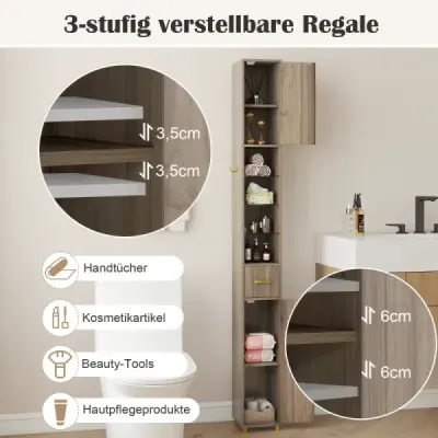 dulap baie cu iluminat & sertar & 3 rafturi de sticlă
