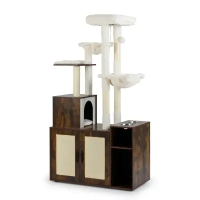 Scratch cu plug Catklo & 2 Hammocks & Viewing Platform Cat Tree Brown