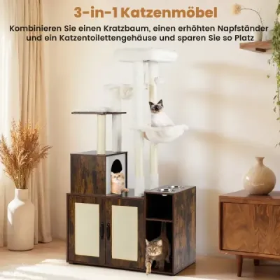 Scratch cu plug Catklo & 2 Hammocks & Viewing Platform Cat Tree Brown