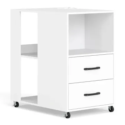 Masa laterală cu role masa de noapte rollable cu sertare & rafturi Masa de noapte White