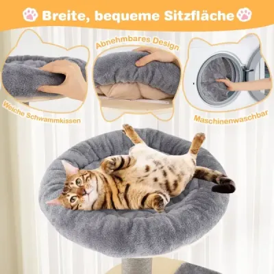 172 cm mare copac zgarieturi multi-store copac pisica cu confortabil căptușit platforma de sus a scaunului gri