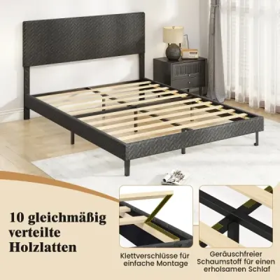 160 x 200 cm Cadru pat catifea cu inaltime reglabila casca Chevron cadru pat captusit gri