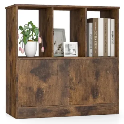 Librărie 3 etaje cu 2 uși Raft de zaruri cu compartimente deschise & Bookcase Brown