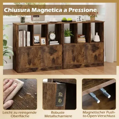 Librărie 3 etaje cu 2 uși Raft de zaruri cu compartimente deschise & Bookcase Brown