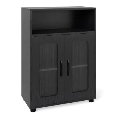 Dulap baie cu 2 usi si raft reglabil 3 trepte Cabinet baie independent Negru
