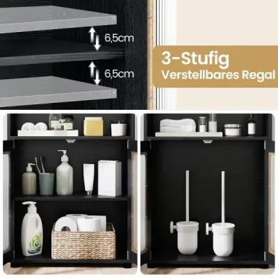 Dulap baie cu 2 usi si raft reglabil 3 trepte Cabinet baie independent Negru